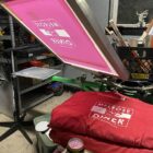 Screen printing the Melrose Diner t-shirts.